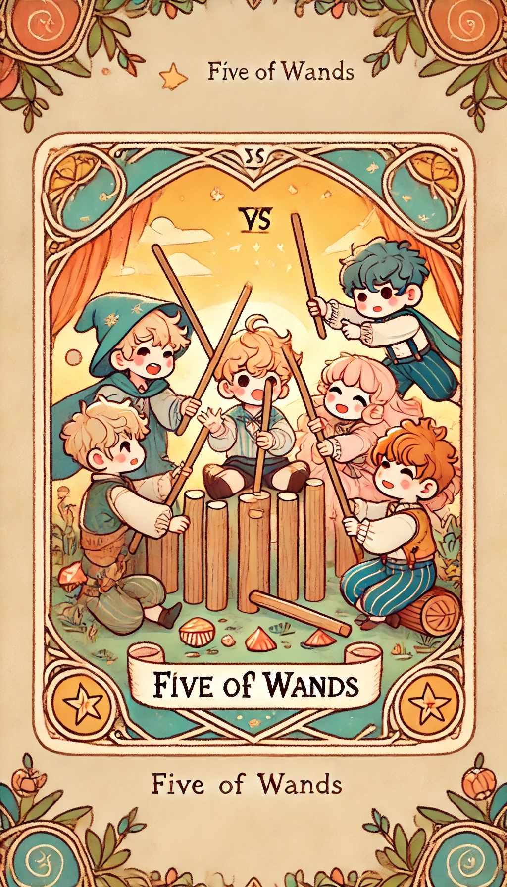 5번 타로카드 완드 5 WAND 5 5번 타로카드 완드 5 WAND 5